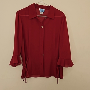 Medium JBS Maroon Sheen button‎ down Top